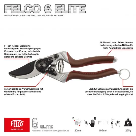 FELCO 6 Elite - F-Tech beschichtete Klingen + Ledergriffe