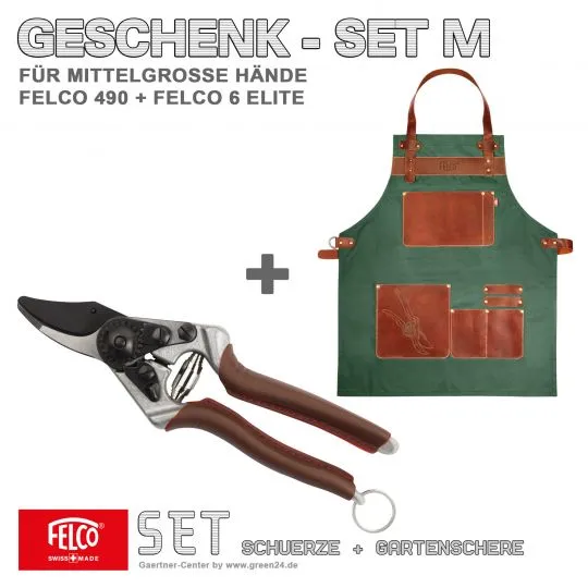 Geschenk-Set M: Felco 6 Elite + Felco 490 Lederschürze